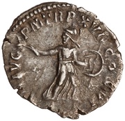 Denarius - Commodus MIN AVG P M TR P XVI COS VI; Minerva, Rome, 190 reverse image