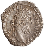 Denarius - Commodus ROM FEL P M TR P XVI COS VI; Roma and Victory obverse image