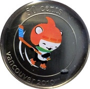 50 Cents - Elizabeth II Miga; Ice Hockey; 1/12, Canada, 2010 reverse image