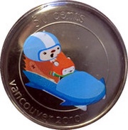 50 Cents - Elizabeth II Quatchi and Miga Bobsleigh; 5/12, Canada, 2010 reverse image