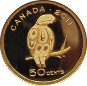 50 Cents - Elizabeth II Peregrine Falcon, Canada, 2011 reverse image