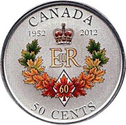 50 Cents - Elizabeth II Diamond Jubilee, Canada, 2012 reverse image
