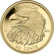 50 Cents - Elizabeth II Bald Eagle, Canada, 2013 reverse image