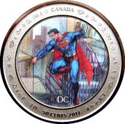 50 Cents - Elizabeth II "Superman: Then and Now" Lenticular Coin, Canada, 2013 reverse image