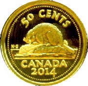50 Cents - Elizabeth II Beaver, Canada, 2014 reverse image