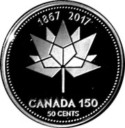 50 Cents - Elizabeth II Canada 150 Logo reverse image