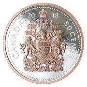 50 Cents - Elizabeth II Les armoiries du Canada, Canada, 2018 reverse image