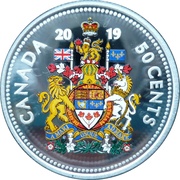 50 Cents - Elizabeth II 4th portrait, colored, Canada, 2018-2020 reverse image