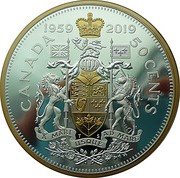 50 Cents - Elizabeth II 1959 Half-Dollar, Canada, 2019 reverse image