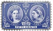 50 Cents - Elizabeth II Queen Victoria Diamond Jubilee Stamp, Canada, 2019 reverse image