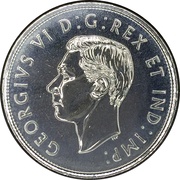 50 Cents In the name of George VI; Canada's Coat of Arms obverse image