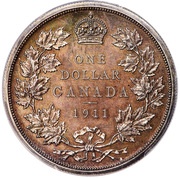 1 Dollar - George V Silver pattern, Canada, 1911 reverse image