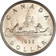 1 Dollar - George V Silver Jubilee, Canada, 1935 reverse image
