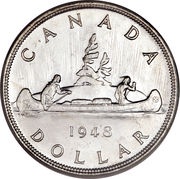 1 Dollar - George VI w/o IND:IMP:, Canada, 1948-1952 reverse image