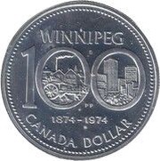 1 Dollar - Elizabeth II Winnipeg, Canada, 1974 reverse image