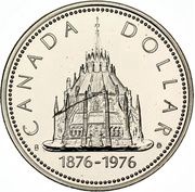 1 Dollar - Elizabeth II Parliamentary Library, Canada, 1976 reverse image