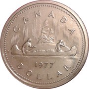 1 Dollar - Elizabeth II 2nd portrait; rim beads, Canada, 1977 reverse image