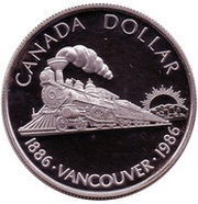 1 Dollar - Elizabeth II Centenary of Vancouver, Canada, 1986 reverse image