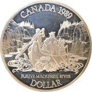 1 Dollar - Elizabeth II MacKenzie River, Canada, 1989 reverse image