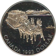 1 Dollar - Elizabeth II Kingston Stagecoach, Canada, 1992 reverse image