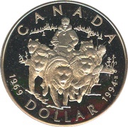 1 Dollar - Elizabeth II RCMP Northern Dog Team Patrol, Canada, 1994 reverse image