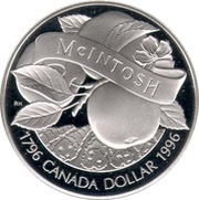 1 Dollar - Elizabeth II McIntosh Apple, Canada, 1996 reverse image