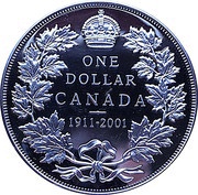 1 Dollar - Elizabeth II 1911-2001 Silver Dollar, Canada, 2001 reverse image