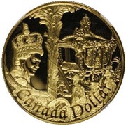 1 Dollar - Elizabeth II Golden Jubilee; Gilt, Canada, 2002 reverse image