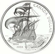 1 Dollar - Elizabeth II First French settlement in America, Canada, 2004 reverse image