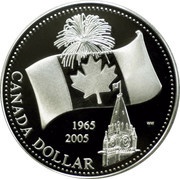 1 Dollar - Elizabeth II Canadian Flag, Canada, 2005 reverse image