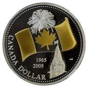 1 Dollar - Elizabeth II Canadian Flag; gold-plated, Canada, 2005 reverse image