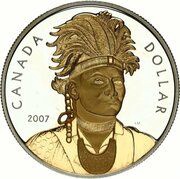 1 Dollar - Elizabeth II Thayendanegea; gold plated, Canada, 2007 reverse image