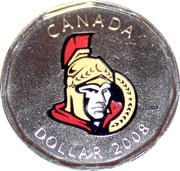 1 Dollar - Elizabeth II Ottawa Senators (home), Canada, 2008 reverse image