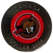 1 Dollar - Elizabeth II Ottawa Senators (visitor), Canada, 2008 reverse image
