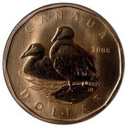 1 Dollar - Elizabeth II Common Eider; specimen set, Canada, 2008 reverse image
