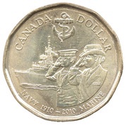 1 Dollar - Elizabeth II Royal Canadian Navy, Canada, 2010 reverse image