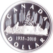 1 Dollar In the name of George V; Voyageur, Canada, 2010 reverse image