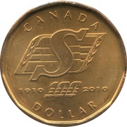 1 Dollar - Elizabeth II Saskatchewan Roughriders, Canada, 2010 reverse image