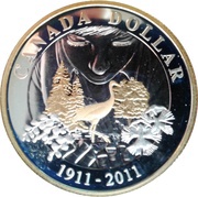 1 Dollar - Elizabeth II Parks Canada; gold plated, Canada, 2011 reverse image
