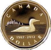 1 Dollar - Elizabeth II 4th portrait; Silver Proof Issue, double date, Canada, 2012 reverse image