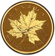1 Dollar - Elizabeth II Incused GML fractionnal set; 1⁄20 oz, Canada, 2014 reverse image