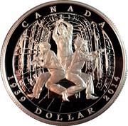 1 Dollar - Elizabeth II 75th Anniversary of the Declaration of World War II, Canada, 2014 reverse image