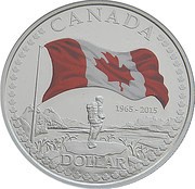 1 Dollar - Elizabeth II Canadian Flag; colored, Canada, 2015 reverse image