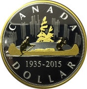 1 Dollar In the name of George V; Voyageur, Canada, 2015 reverse image