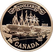 1 Dollar - Elizabeth II Transatlantic Cable with map, Canada, 2016 reverse image