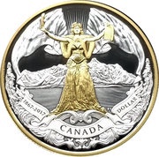 1 Dollar - Elizabeth II 150th Confederation; gold plating, Canada, 2017 reverse image