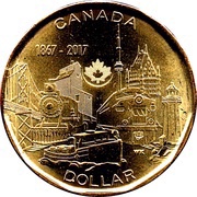 1 Dollar - Elizabeth II Connecting A Nation, Canada, 2017 reverse image