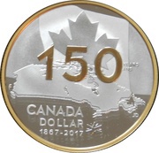 1 Dollar - Elizabeth II Our Home and Native Land; gold-plated, Canada, 2017 reverse image