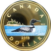 1 Dollar - Elizabeth II Colored, Canada, 2018 reverse image