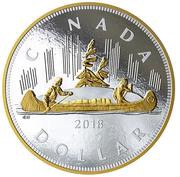 1 Dollar - Elizabeth II The Voyageur Dollar, Canada, 2018 reverse image